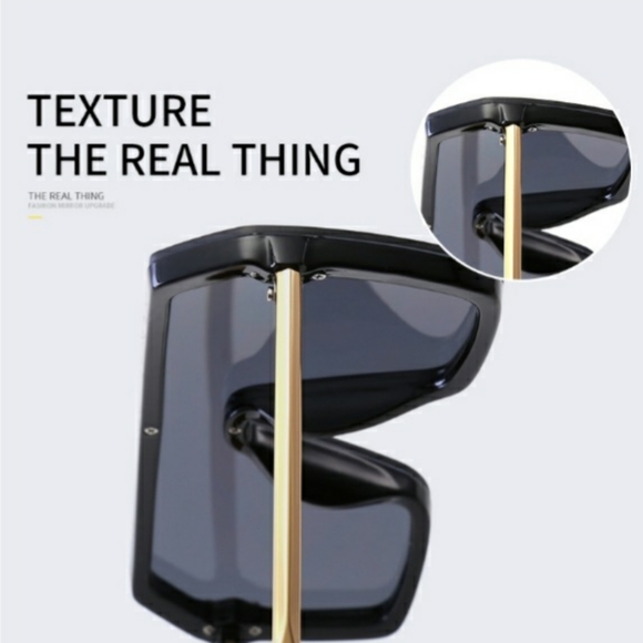 Fashion Sunglasses Oversize Women Big Frame Square Flat Top Rivet - New - Picture 8 of 8